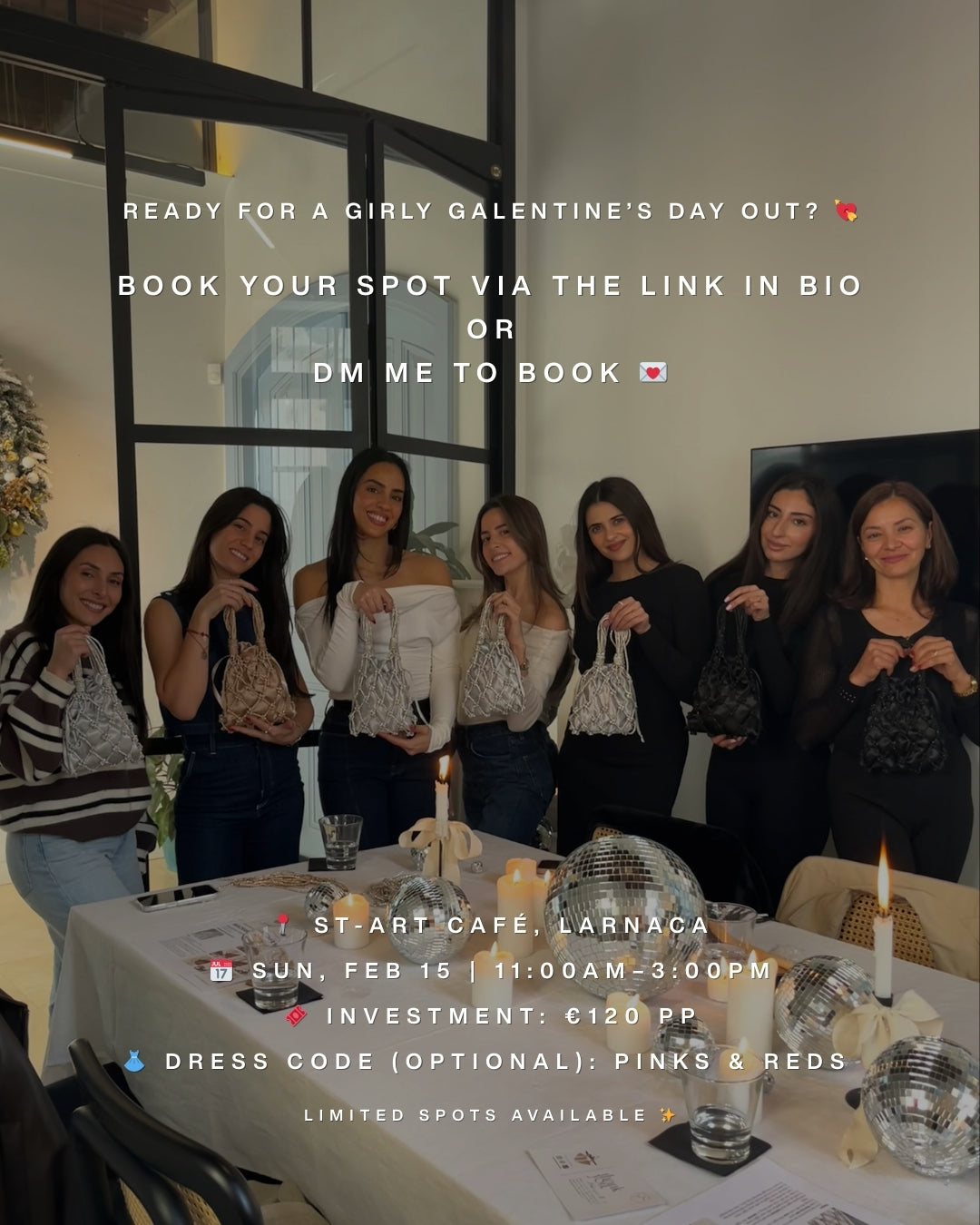 A Premium Galentine’s Experience 💘 |  Feb 15th  | Craft, Brunch & A Designer-Level Sparkly Bag