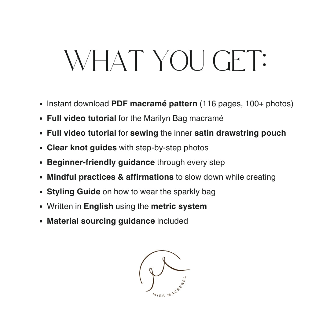 Marilyn Bag - Sparkly Bag –  Mindful Macramé Pattern & Video Tutorial