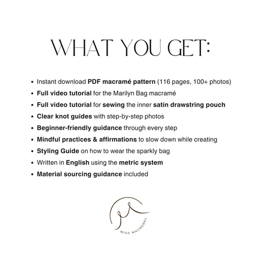 Marilyn Bag - Sparkly Bag –  Mindful Macramé Pattern & Video Tutorial