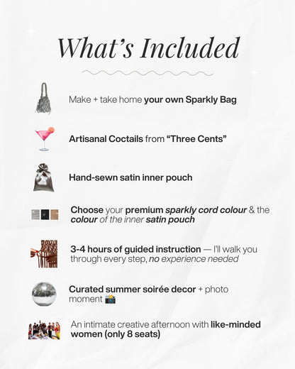 SPARKLY BAG SOIRÉE | July 18 | Create. Sip. Sparkle.