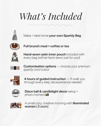 Sparkly Macramé Evening Bag Workshop · VOL. 3 | Jan 25th | Craft & Brunch Edition