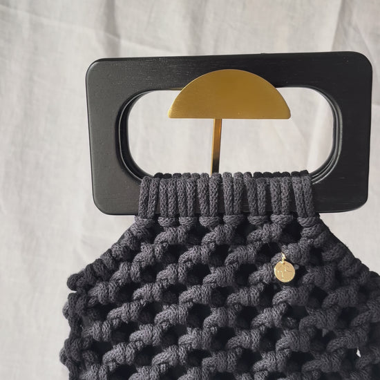black macrame handbag koma bag
