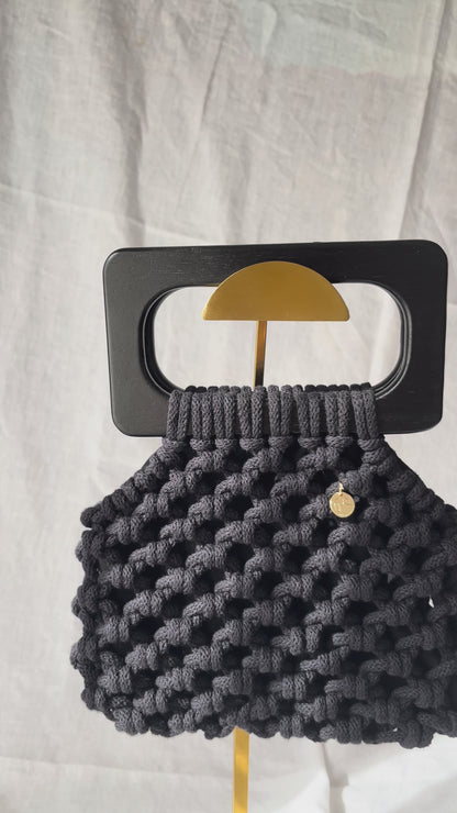 black macrame handbag koma bag