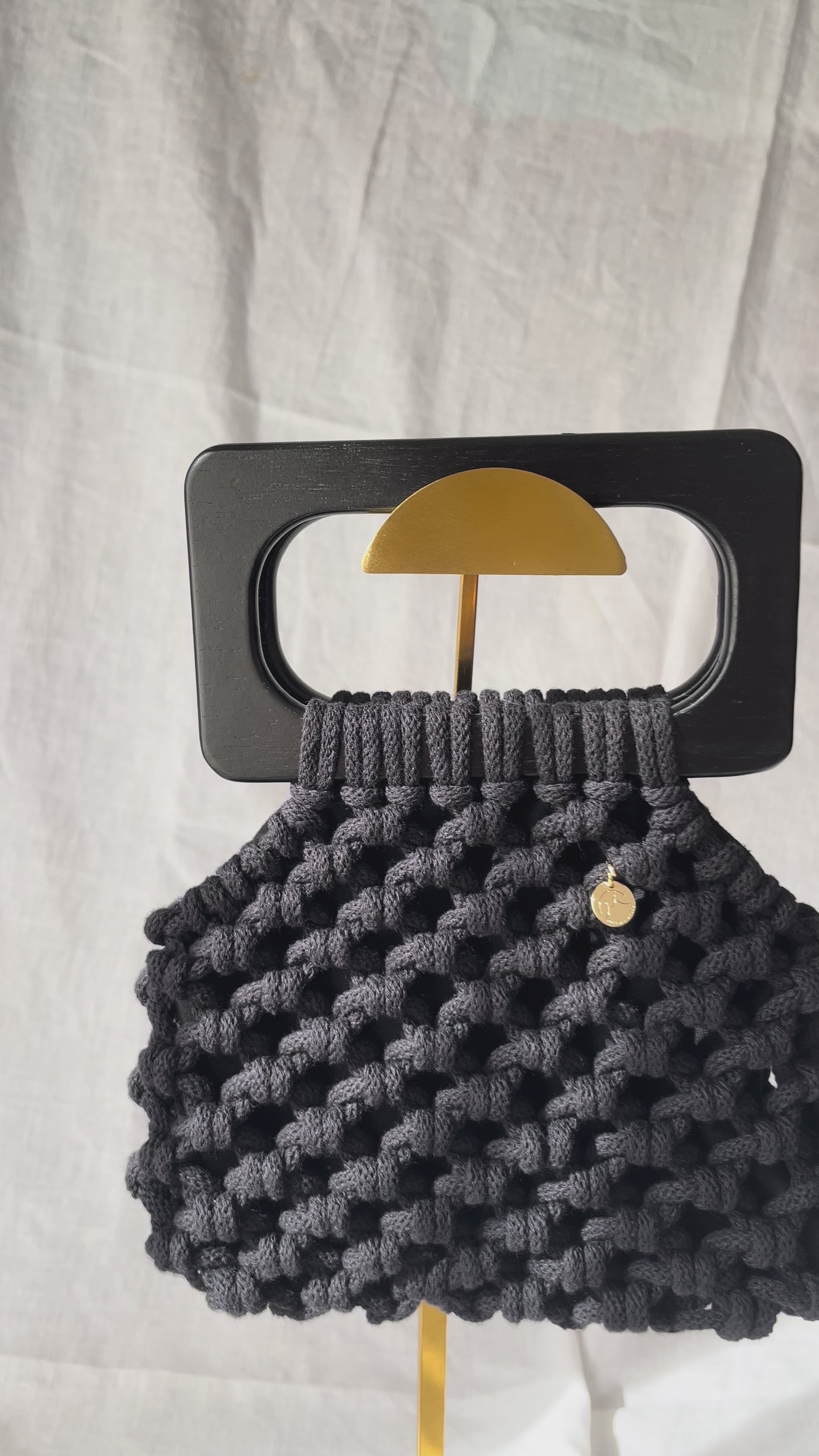 black macrame handbag koma bag