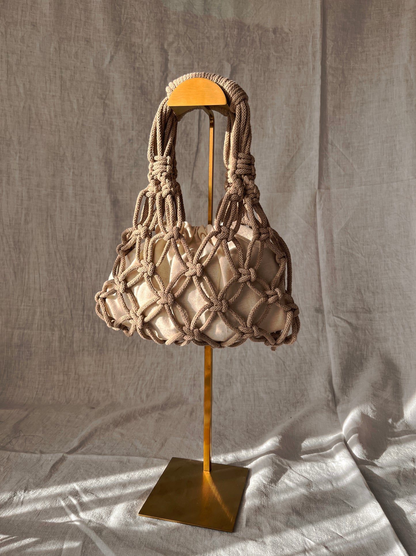 sian bag macrame bag in sand