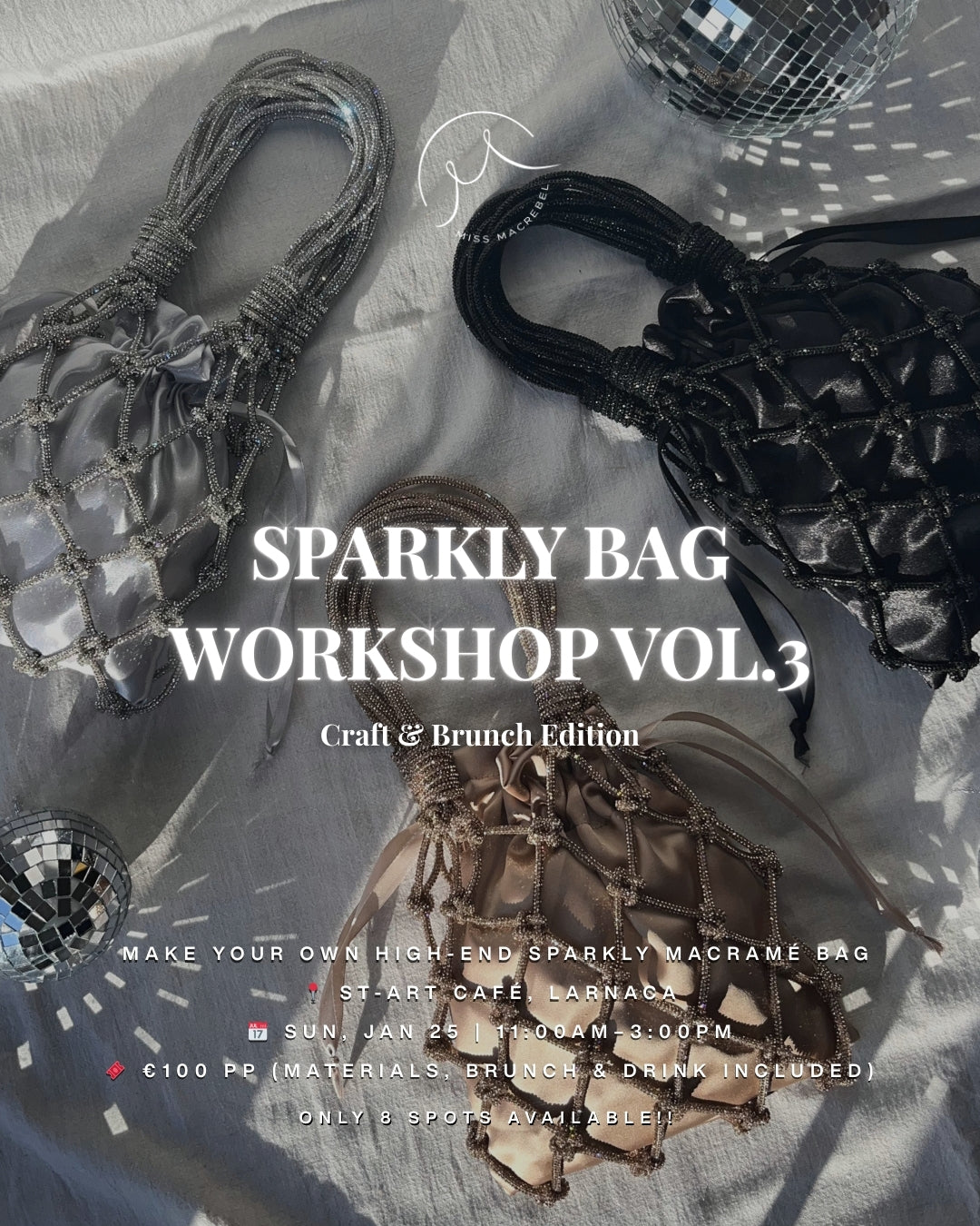 Sparkly Macramé Evening Bag Workshop · VOL. 3 | Jan 25th | Craft & Brunch Edition